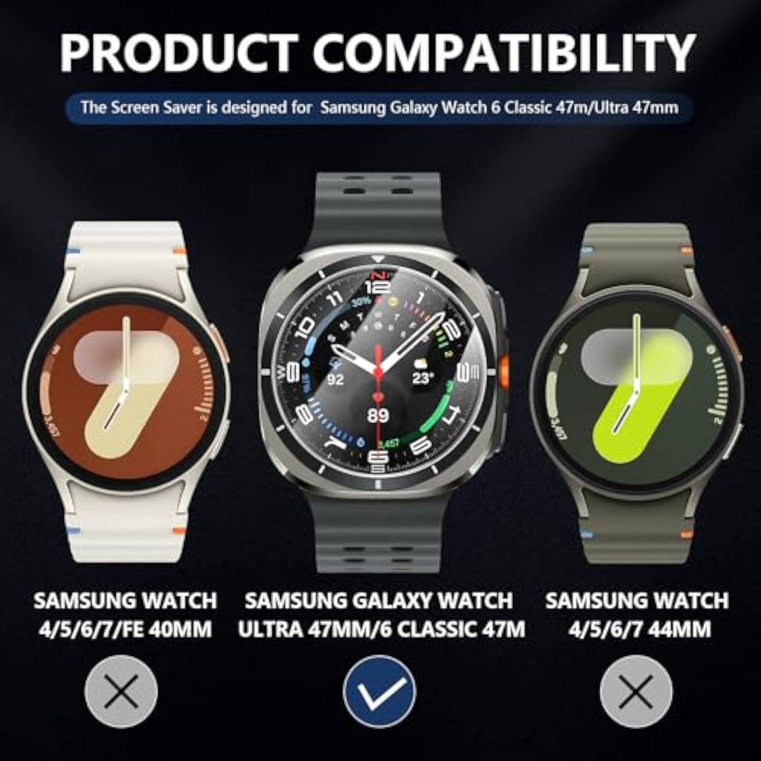 4-Pack Samsung Galaxy Watch 6 7 Screen Protector 9H Anti-Scratch Glass