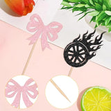 24 Pcs Burnouts Or Bows Cupcake Toppers Glitter Gender Reveal Birthday Decorations Boy Or Girl Cupcake Picks For Gender Reveal Theme Baby Shower Boys Girls Birthday Party Cake Decorations Supplies