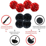 Birthday Decorations - Black & Red Party Decorations With Happy Birthday Banner, Pompoms, Balloons For Boys, Girls, Men & Women