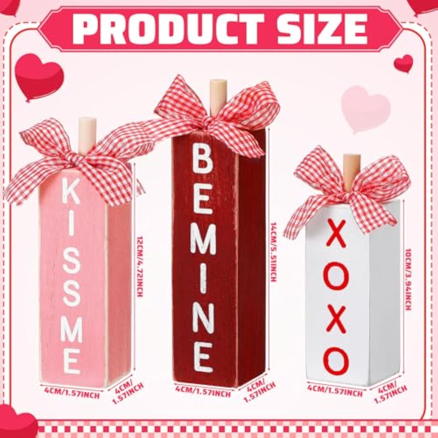 3 Pcs Valentine‘S Day Decorations For Home Valentines Table Block Sign Wooden Valentine Tiered Tray Decor Rustic Farmhouse Tabletop Centerpieces For Wedding Anniversary Party Shelf