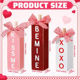 3 Pcs Valentine‘S Day Decorations For Home Valentines Table Block Sign Wooden Valentine Tiered Tray Decor Rustic Farmhouse Tabletop Centerpieces For Wedding Anniversary Party Shelf