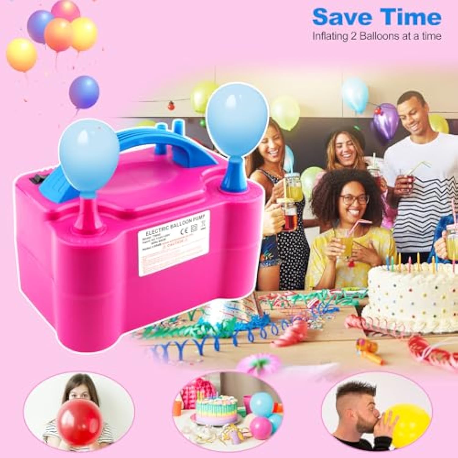 Balloon Pump 600W 110V Electric Balloon Pump Portable Electric Inflator Balloon Air Pump-2 Tying Tools Balloon Blower For Party Decoration