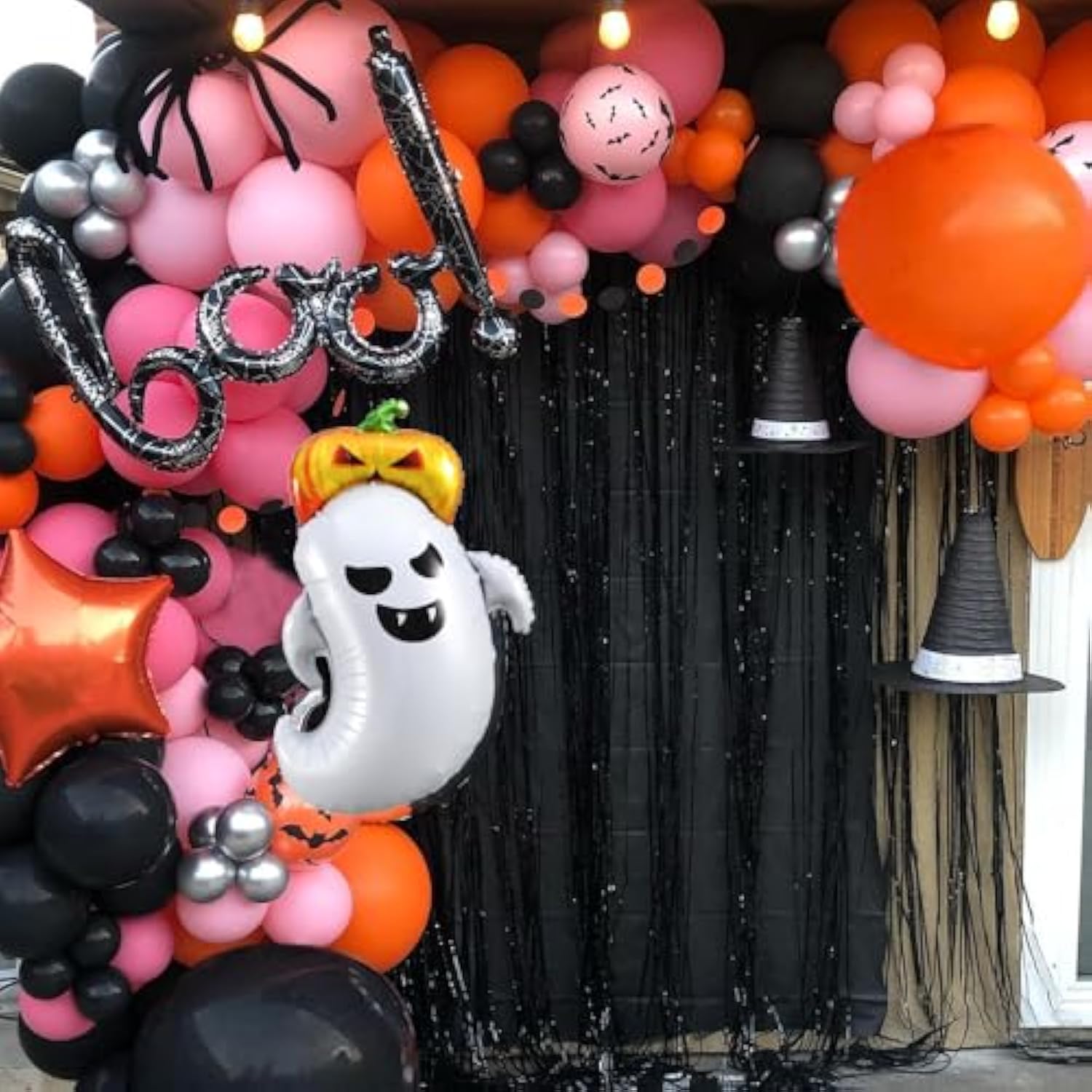 Halloween Balloon Arch Kit: Pink, Orange, Black, and Ghost Decor