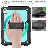 11th/10th Generation iPad (A16) 11''/10.9'' 2025/2022 Full-Body Drop Protection Case with Screen Protector & 360° Rotate Hand Strap/Stand, Brightblue+Black