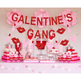 Galentine’S Gang Banner, Happy Galentine’S Day Banner, Galentines Day Decorations, Hgb Valentine’S Day Party Decorations, Girl Lady Galentines Day Party Decorations With Hearts Garland, Pre-Assembled