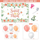 Sweet as a Peach Backdrop & Balloon Garland – Baby Shower and 1st Birthday Party Decor Set