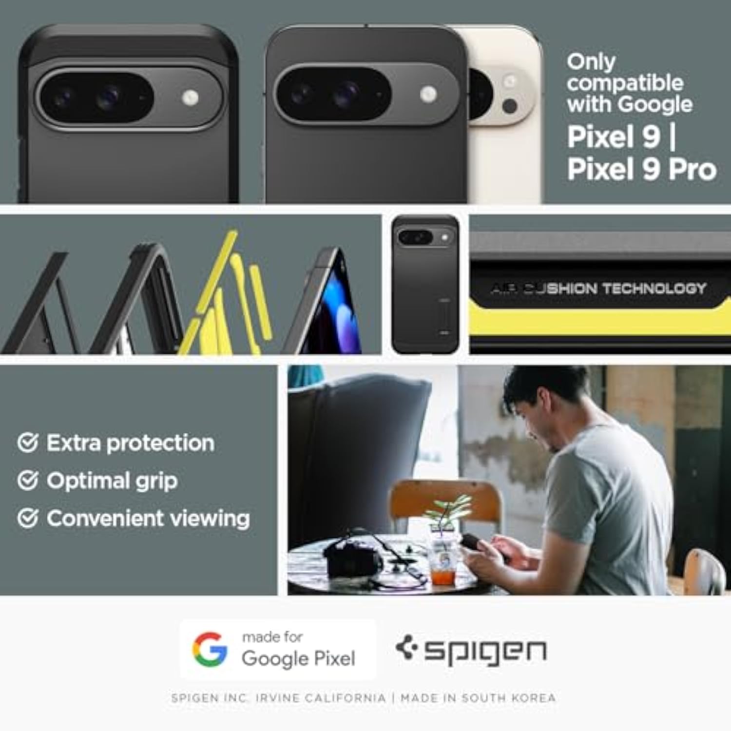 Spigen Tough Armor Designed for Pixel 9 Case/Pixel 9 Pro Case (2024) [Kickstand] [Military-Grade Protection] - Black