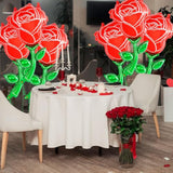 6 Pcs Red Rose Balloons,37 Inch Giant Rose Foil Balloons,Red Flower Balloon Valentines Day Balloon For Birthday Wedding Valentines Day Flower Theme Party Decoration