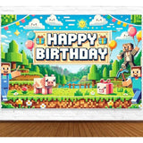 6×4ft Pixel Gamer Birthday Backdrop Video Game Party Banner for Boys