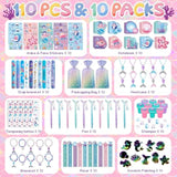 110Pcs Mermaid Party Favors Including Stampers, Notebooks, Mermaid Party Decorations