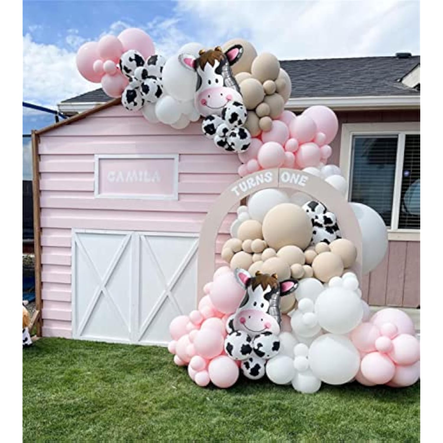 Pink Cow Balloon Garland Kit: Cowgirl Party Decorations