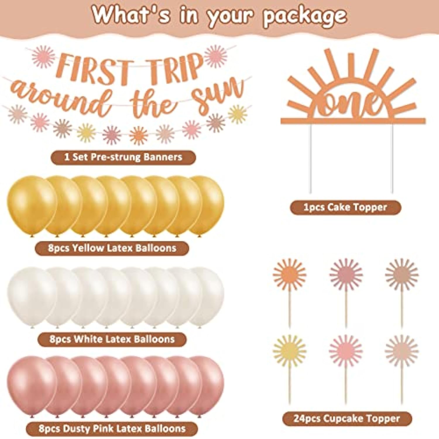 First Trip Around Sun Boho 1st Birthday Banner Girl Party Decor