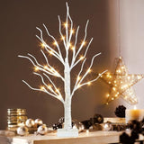 Artificial Tree For Christmas Decorations, 2Ft Birch Tree With Led Lights, Warm White Fairy Lights Spirit Tree Lamp For Home Indoor Tabletop Centerpiece, Battery Powered, Timer