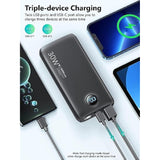 Portable Charger 30,000Mah-Output Input Usb C Fast Charging Led Display Scp22.5W Pd3.0 Qc4.0 Power Bank, Flashlight External Battery Pack For Iphone, Samsung Galaxy, Lg, And More Black