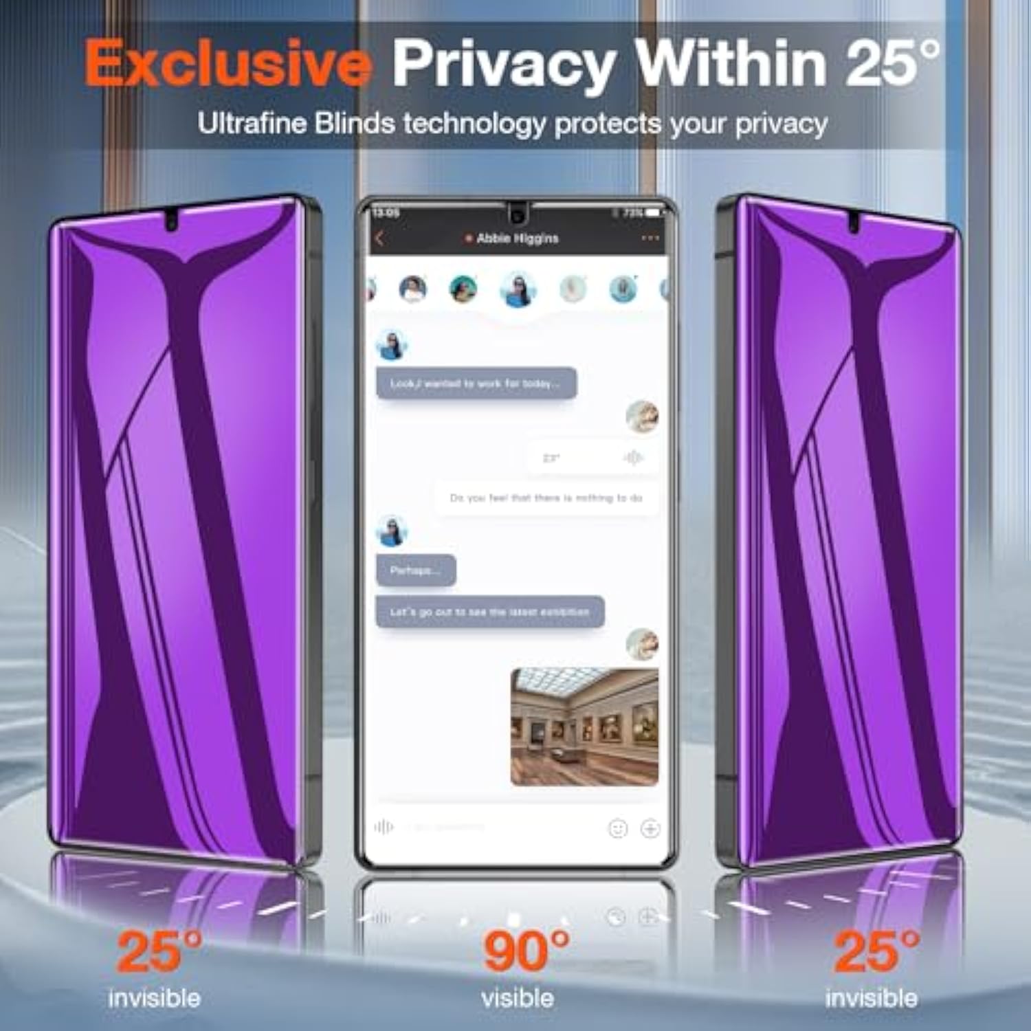 2 Pack For Samsung Galaxy S25 Ultra Privacy Screen Protector, Purple Anti-Spy Private Film[Not Glass] [Like Original Fingerprint Unlock], Anti-Blue Light, Sensitive Touch, Case Friendly