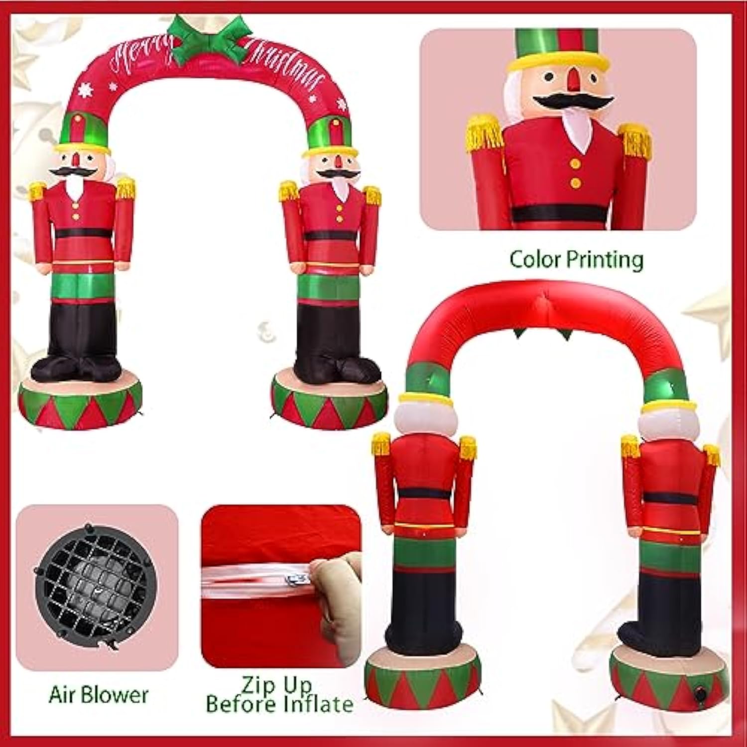 8Ft Christmas Inflatable Outdoor Decoration, Nutcracker Soldier Inflatable Archway With Built-In Led Lights, Christmas B