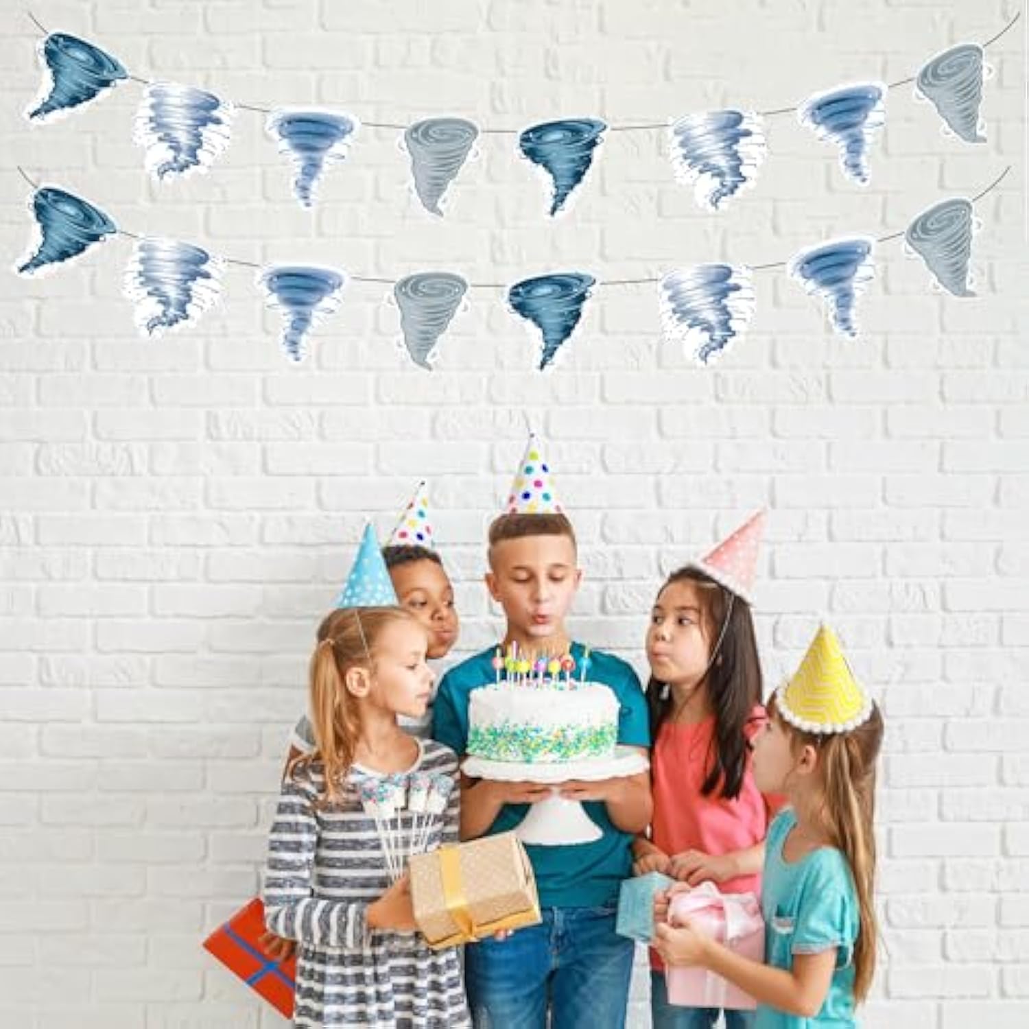 Weather Themed Tornado Banners - 2 Pcs Cardstock Party Supplies For Birthday, Baby Shower, Festivals & More