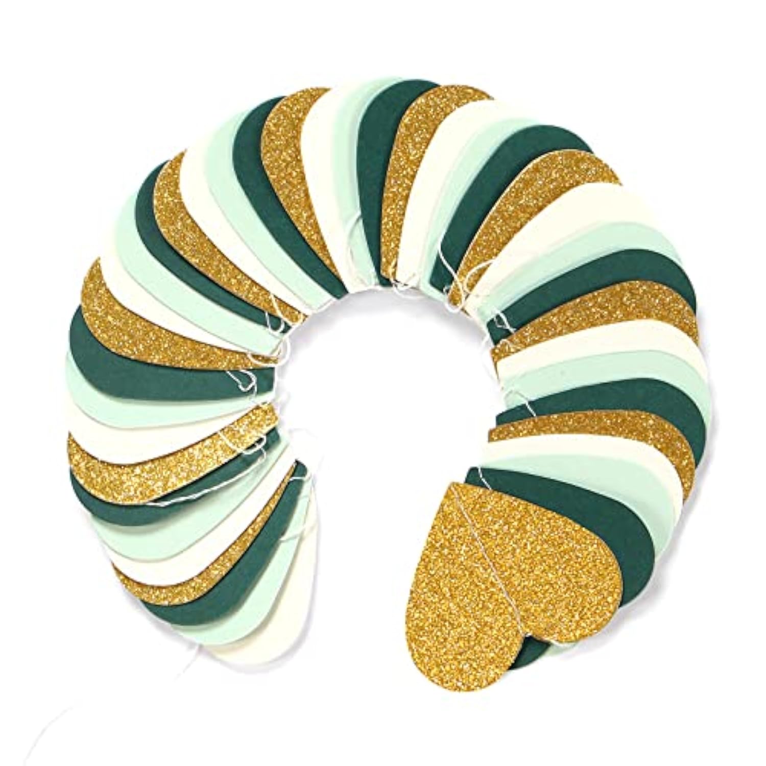 Sage Mint Beige Gold Heart Garland 52Ft – Rustic Party Decor for Weddings & Celebrations