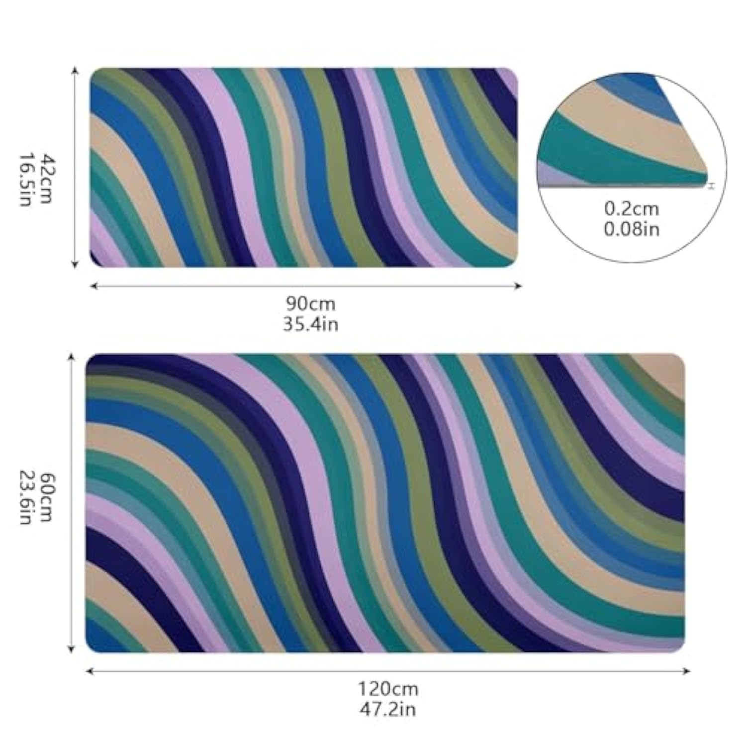 Mouse Pad Desk Mat Leather Desk Pad Large Gaming Desk Cover Protector Mat For Keyboard Computer Laptop Office Waterproof 35.4 X 16.5 Inch Swirls Waves