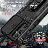 For Samsung Galaxy A25 5G Case With Slide Camera Cover Hd Screen Protector [Military Grade 16Ft. Drop Tested] Magnetic Ring Holder Kickstand Protective Phone Case For Galaxy A25 5G 2024, Black