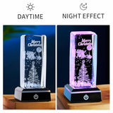 3D Crystal Night Light, K9 Crystal Led Lamp With Light Base, Merry Christmas Gifts For Kids, Women, Teens, Boys, Girls, Anniversary, Birthday, Holiday Room Decor(Merry Christmas)