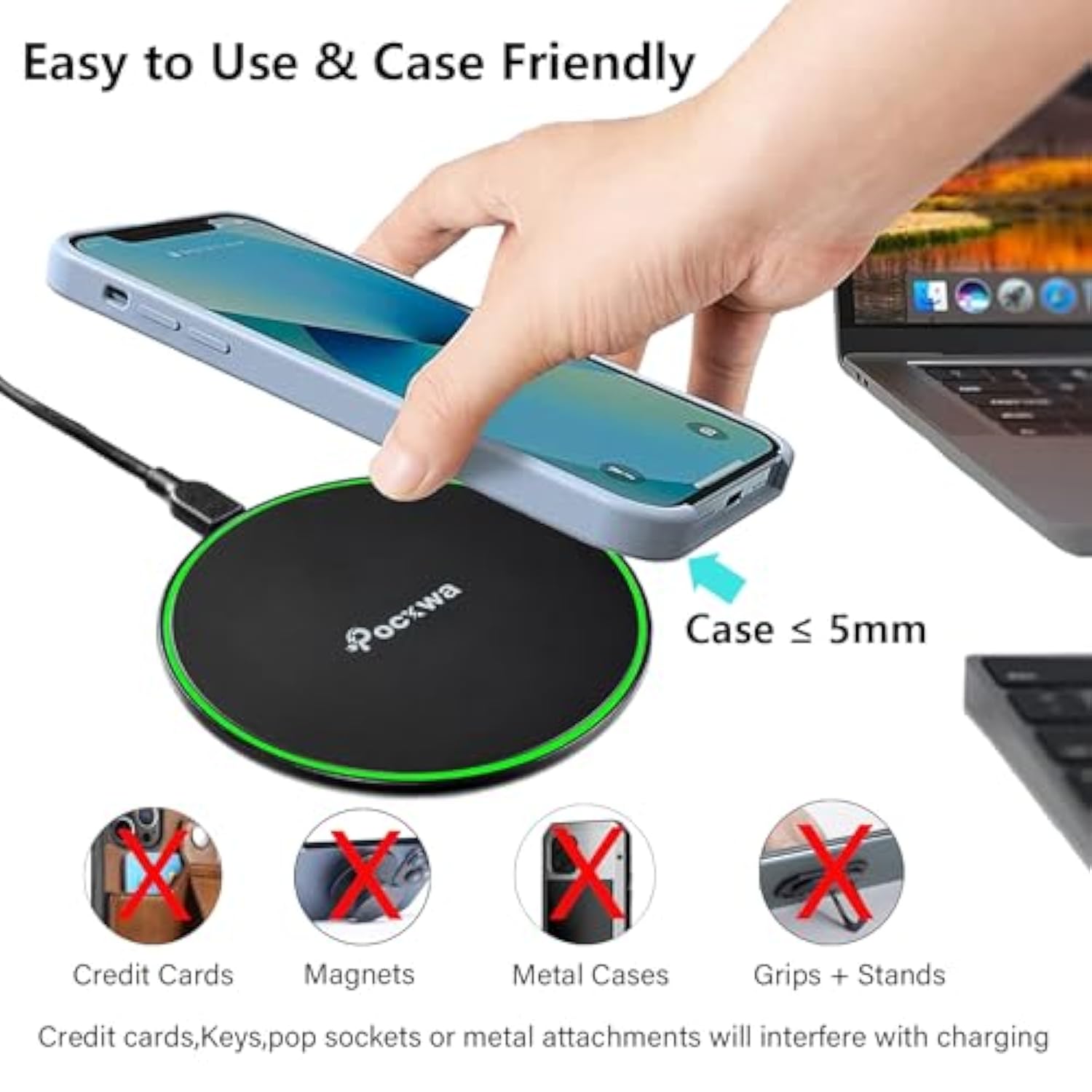 Wireless Charger For Samsung Galaxy S25 Ultra S24 Plus S23 S22 S21 S20 S10 S9 S8, Galaxy Note 20 10 9 8; Fast Wireless Charging Pad Compatible With Iphone 16 Pro Max 15 14 13 12 11 Xs Xr X