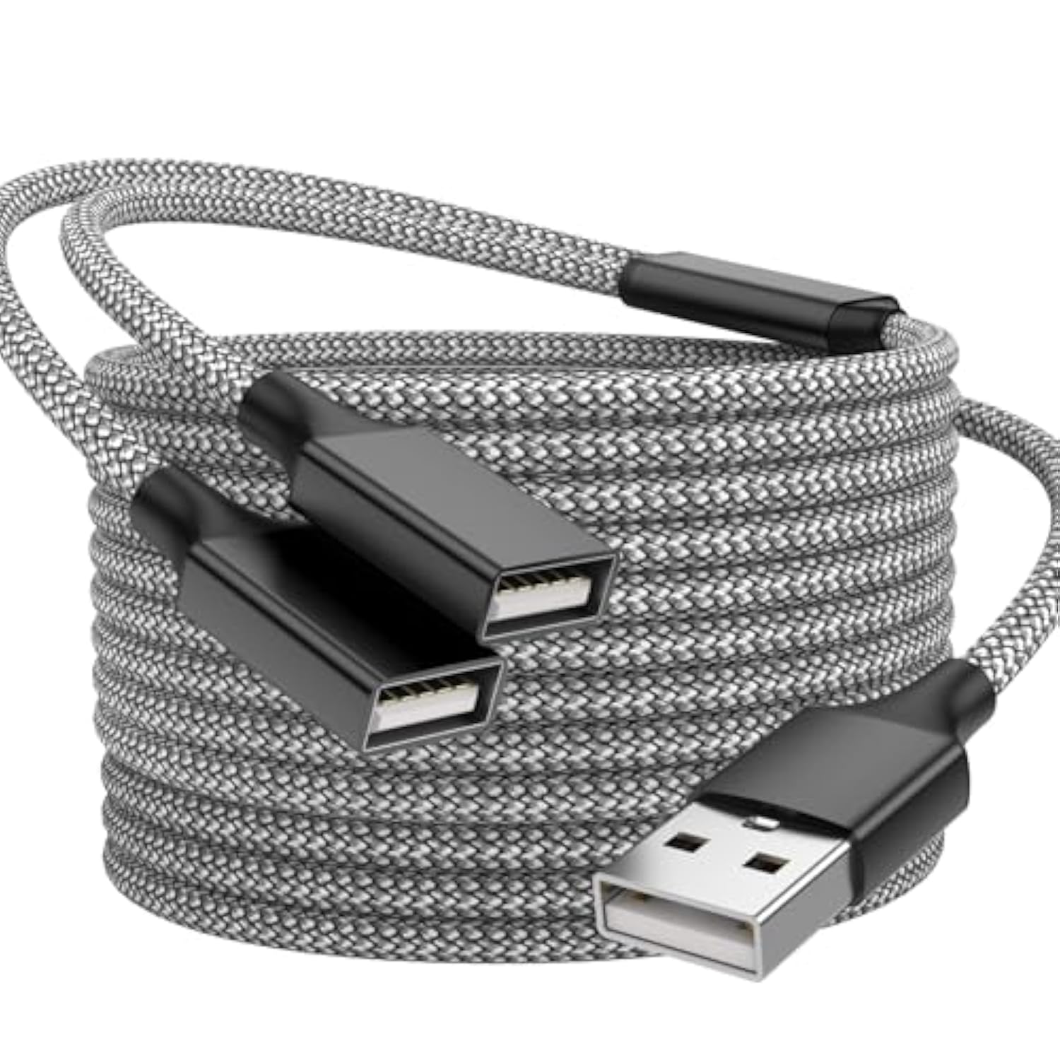 6.6Ft Usb A Male To 2 Female Cable, Usb Splitter 1 In 2 Out Support Charging And Data Transfer For Printer/Keyboard/Flash Drive/Laptop/Led Etc(Black)
