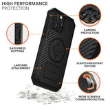 Rokform - iPhone 13 Pro Max Case, Rugged Series, Dual Magnet Plus MagSafe Compatible, Magnetic Protective Apple Gear, iPhone Cover with RokLock Twist Lock, Drop Tested Armor (Black)