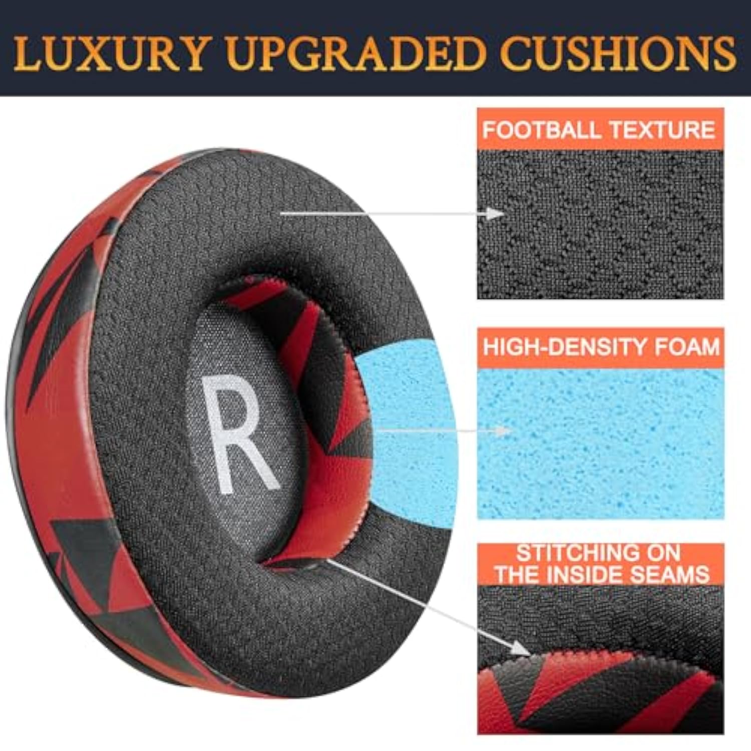 Earpads Replacement For Plantronics (Poly) Rig 400(400Pro Hc, 400Hs, 400Hx, 400Ha), Ear Pads Cushions For Rig 500(500E, 500Hd, 500Hx, 500Hs)/505(505Hs)/515(515Hd) Headset - Rig Mf Red Storm