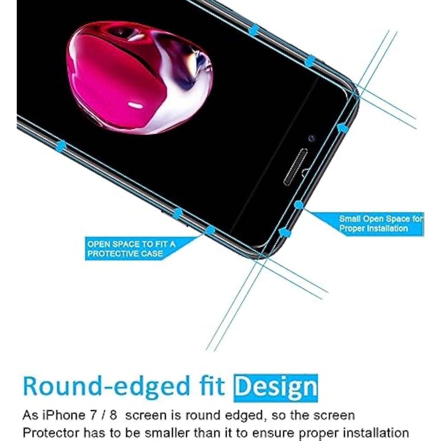 3-Pack iPhone 7/8 4.7 Inch Tempered Glass Screen Protector Bubble Free