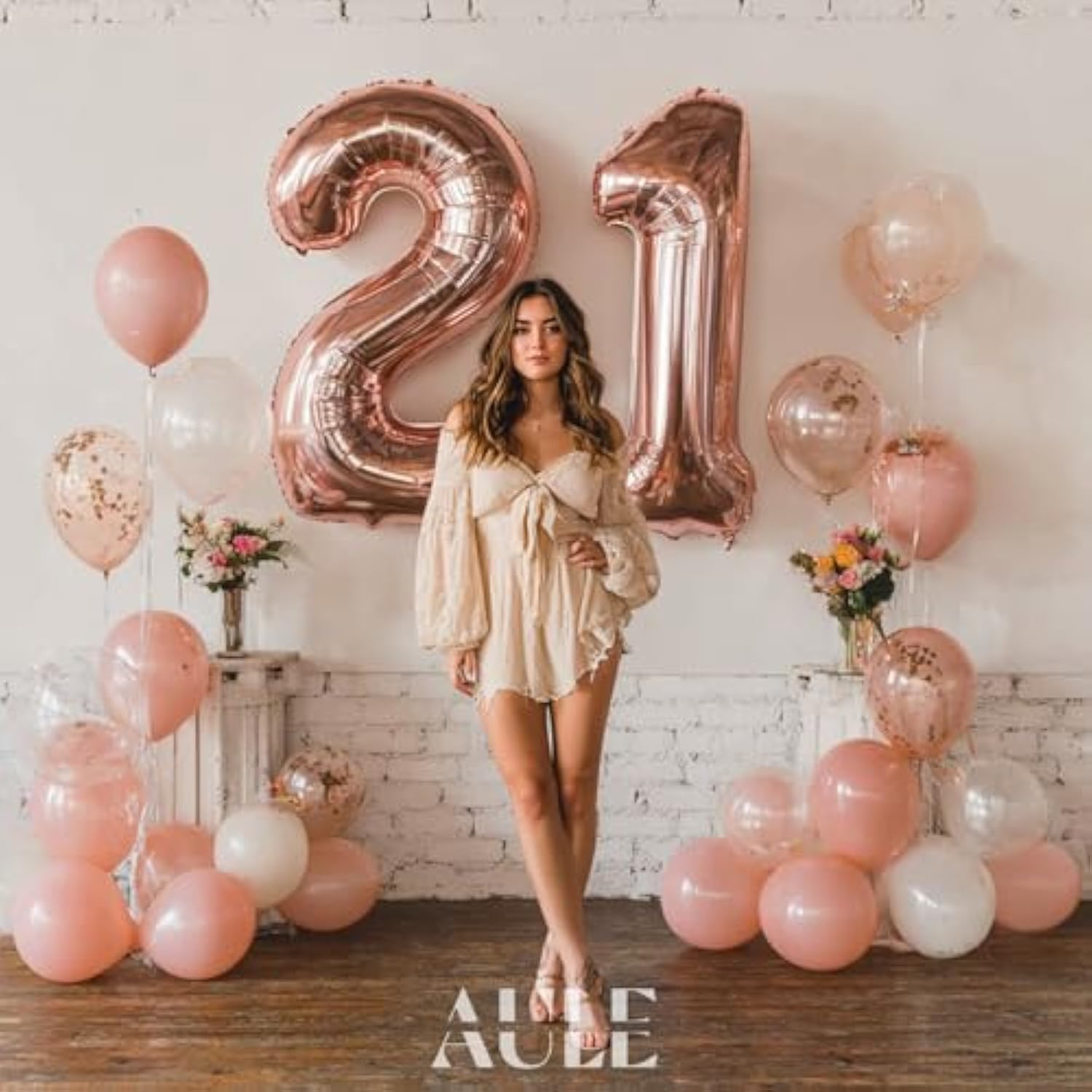 40 Inch Big Rose Gold Foil Mylar Number Balloons For Women 21St Birthd