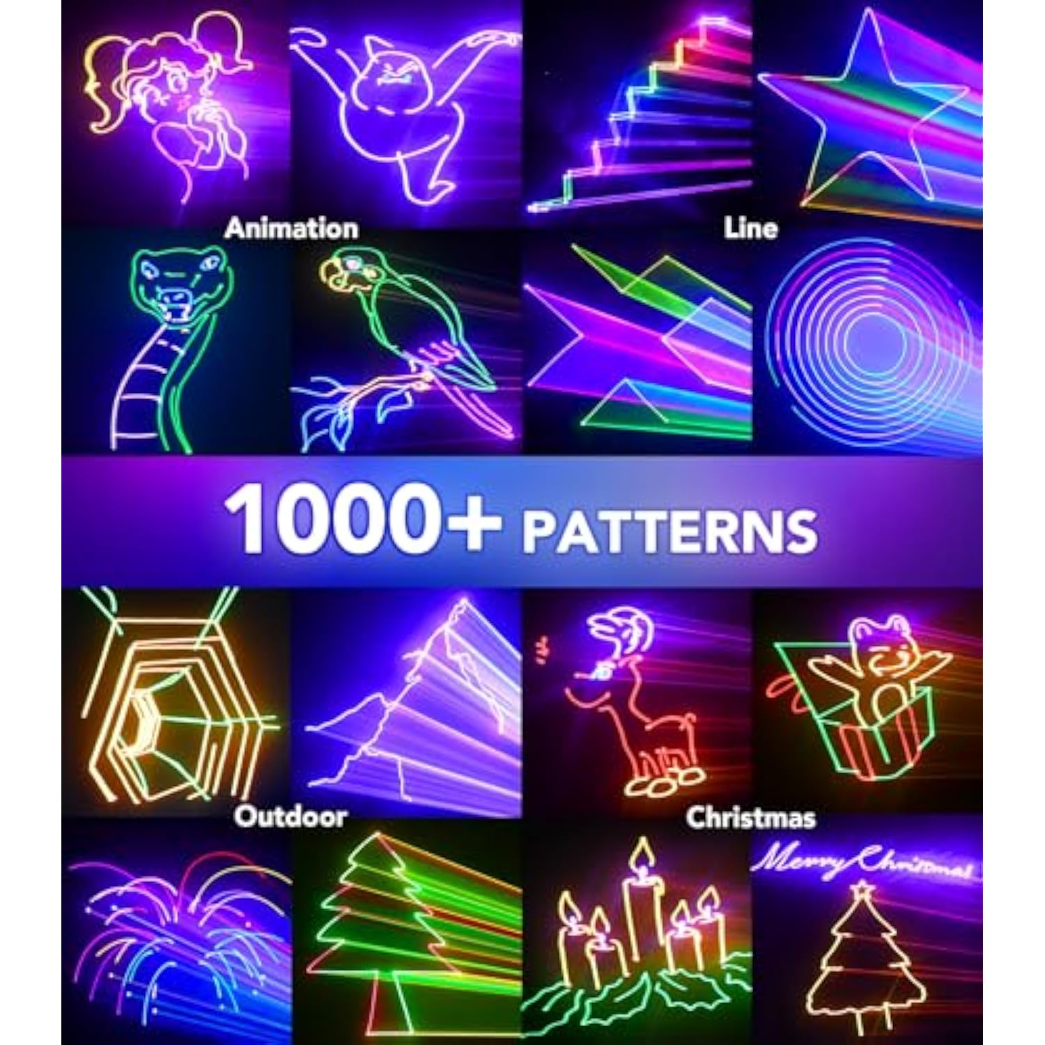 App Dj Laser Lights Professional - 200+ 3D Rgb Animation Laser Light Show, Hand Drawing, Custom Patterns, Sound Actived & Dmx Sync For Party, Stage, Club