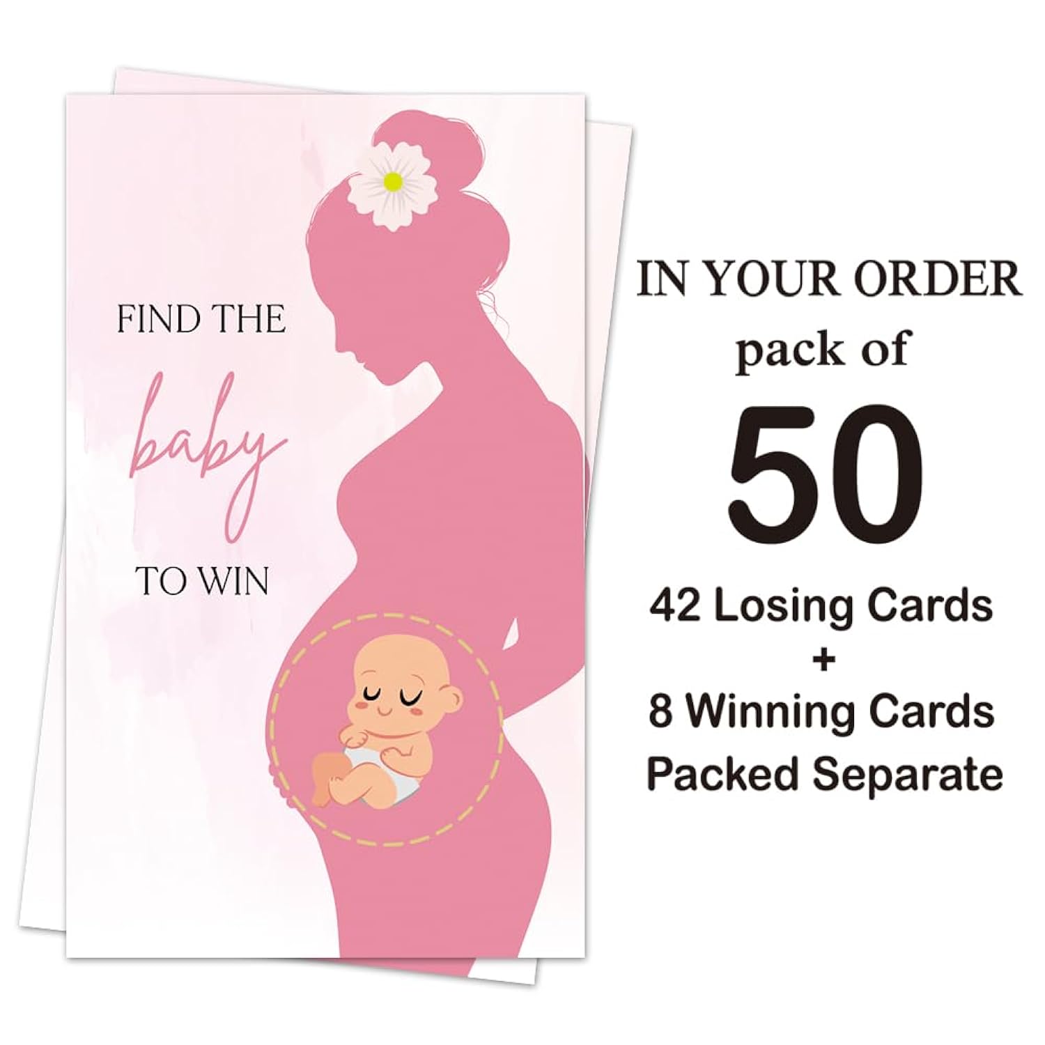 50 Pack Baby Shower Theme Scratch Off Game, Ice Cream Scratch Card For Baby Shower Birthday Lottery Games, Pregnancy Announcement, Activity And Idea