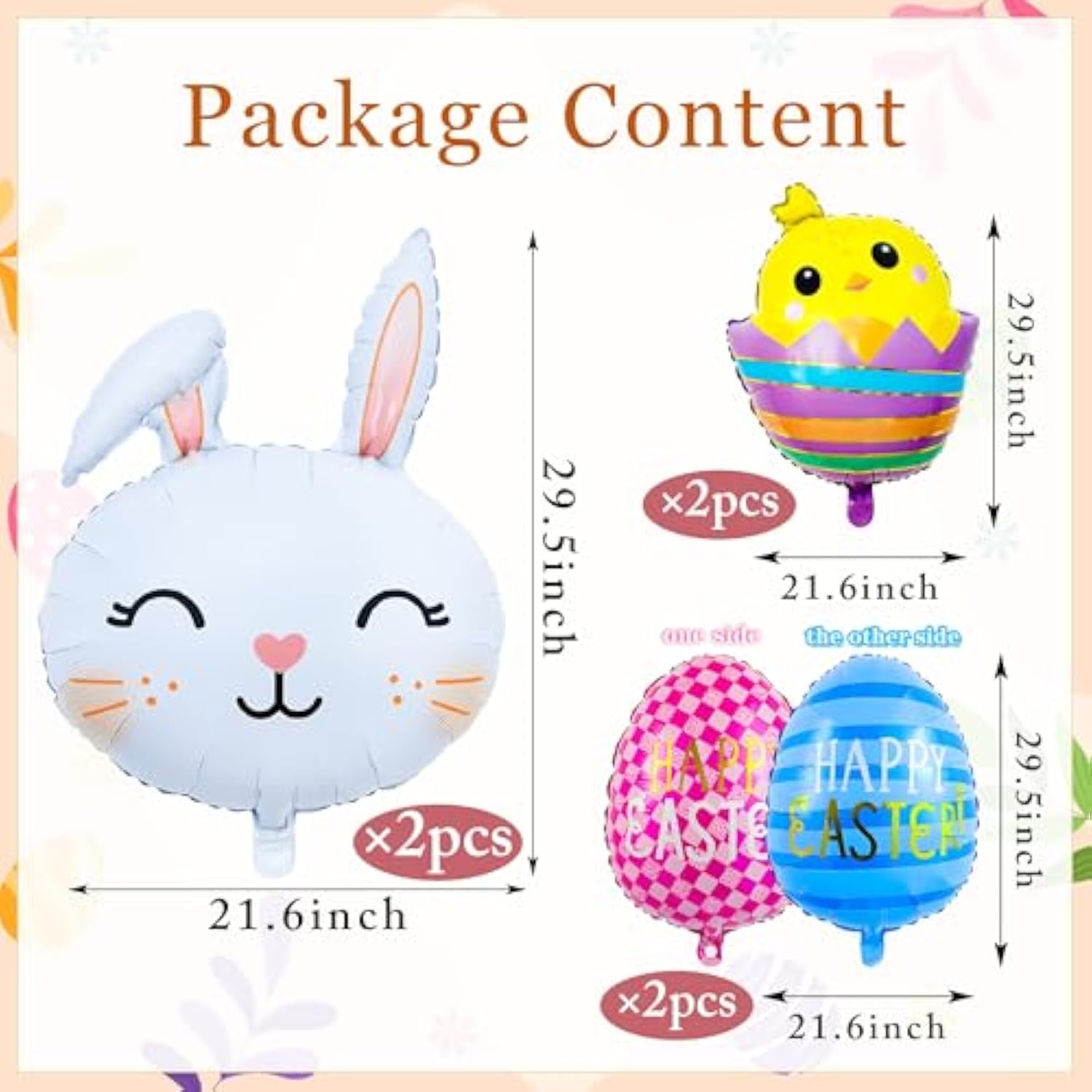 Easter Balloons Set Bunny Balloons Happy Easter Egg Foil Balloon With Chick & Rabbit Balloon Bouquet For Party Decorations,Spring Holiday Decor