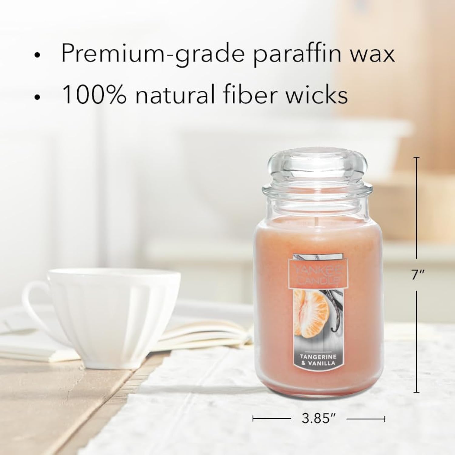 Yankee Candle Tangerine & Vanilla Scented Classic 22oz Large Jar Single Wick Candle Over 110 Hours of Burn Time