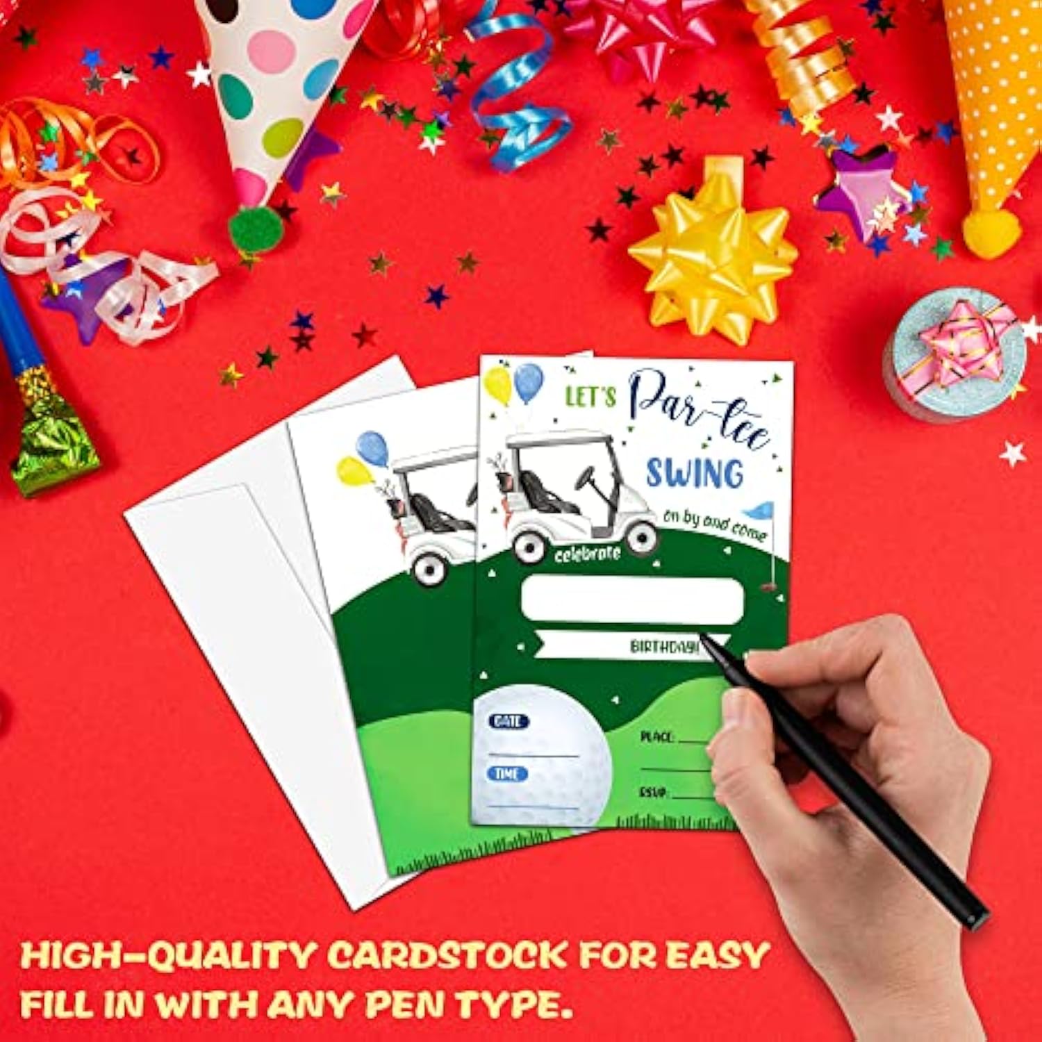 Golf Theme Birthday Party Invitation, Let'S Par-Tee Fill-In Invites For Man & Woman, 20 Invitations With Envelopes(4" X 6")?Adults Party Favors Decoration And Supplies-04