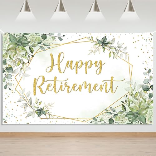 Happy Retirement Banner, Retirement Backdrop Decorations 71x43Inch
