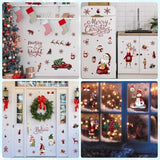 Christmas Wall Stickers Decoration 12 Sheets, Buffalo Plaid Christmas Wall Decals Holiday Letter Trees Decor, Winter Snowflake Vinyl Stickers For Living Room Bedroom Home Office