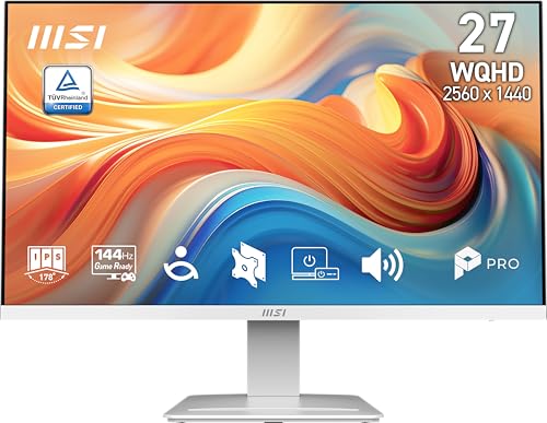 Pro Mp273Qw E14 27-Inch Ips 2560 X 1440 (Qhd) Computer Monitor, 144Hz,Adaptive-Synch, Hdmi, Dp Port, Vesa Mountable, Tilt, Speaker, 1Ms, White
