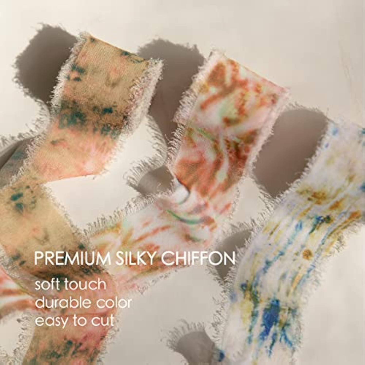 Handmade Chiffon Silk Ribbons 1.5" X 21Yd Fringe Edge Frayed Ribbon Fo