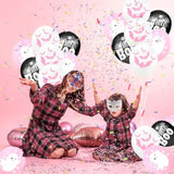 Happy Halloween Balloons – Pink White Black Latex with Ghost Bat & Web