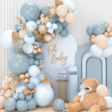 Dusty Blue Balloon Garland Kit: Gold Confetti, Baby Shower Decor