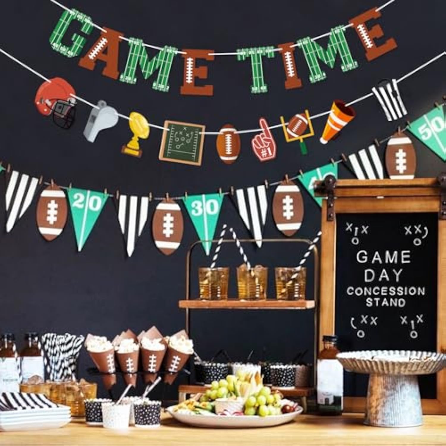 Game Time Football Banner Garland & Decor For Football Party, Sports, Baby Shower & Birthday Party Supplies