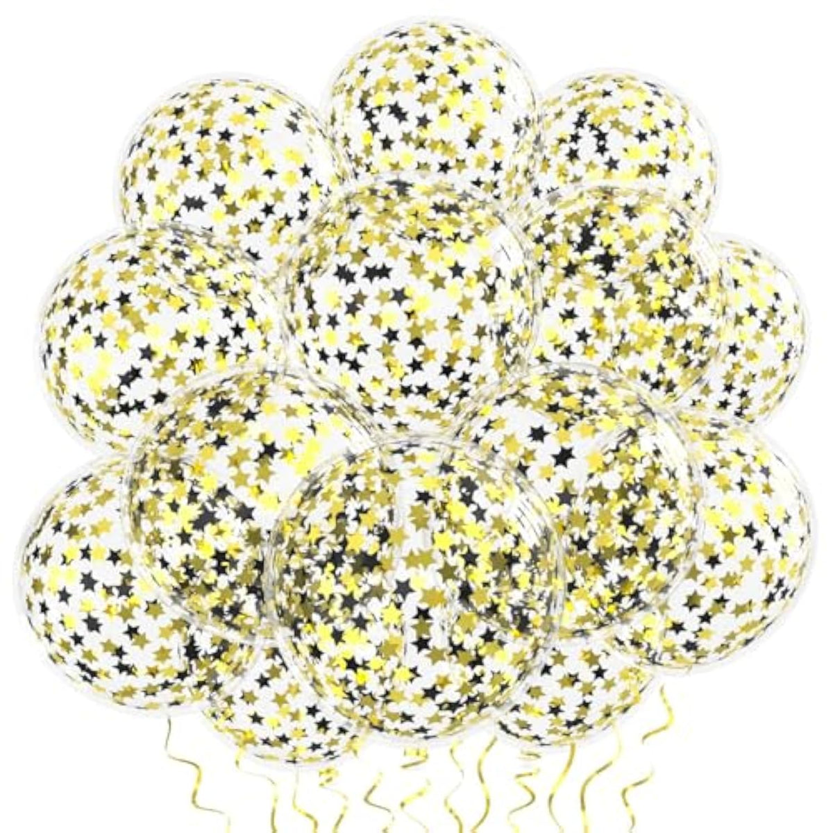 25 Pcs Black Gold Star Confetti Balloons 12 Inch Party Decorations
