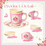 100-Piece Floral Tea Party Set – Disposable Cups with Handles & Plates
