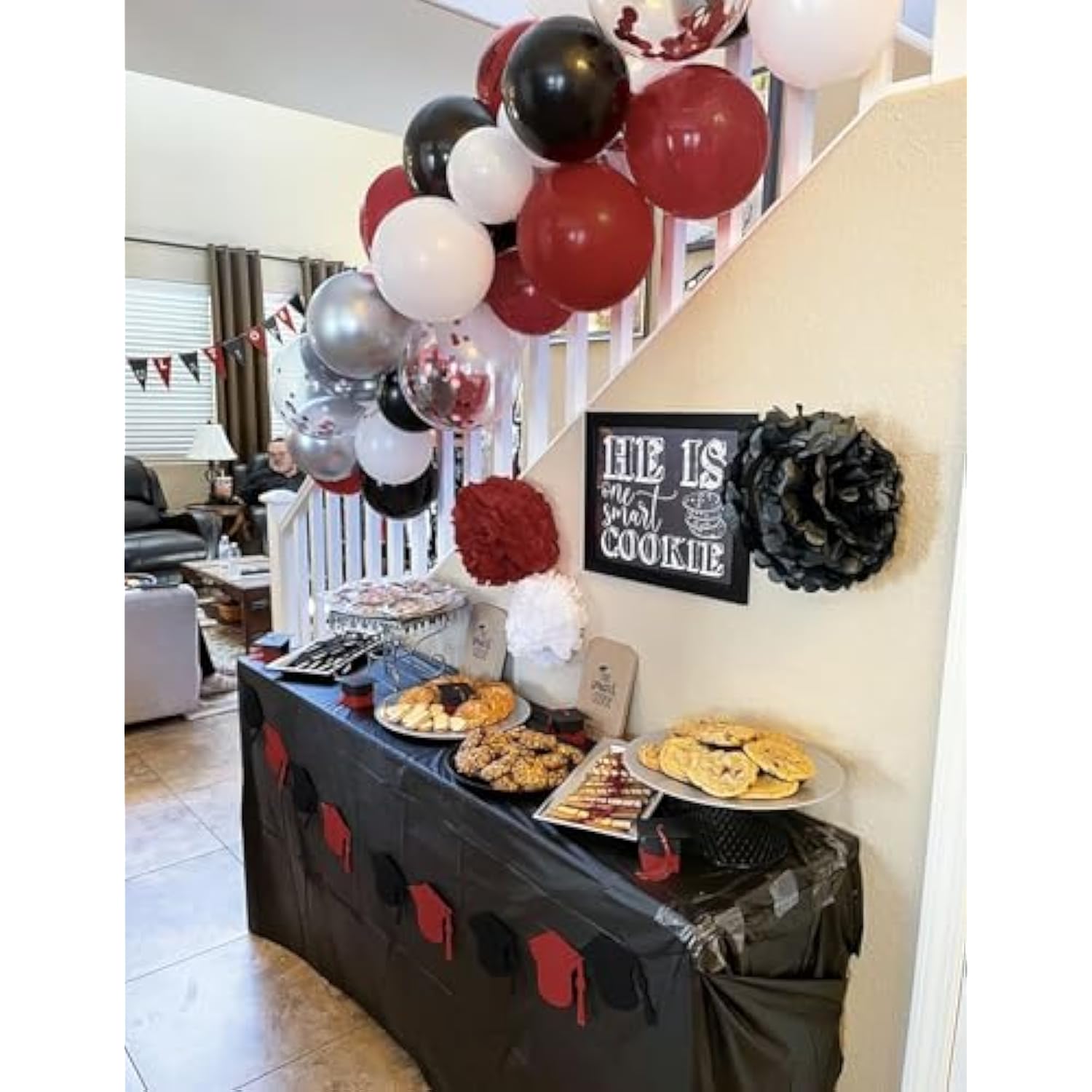 Graduation Decorations Maroon Black 2025/Burgundy Black Graduation Party Decorations 30Pcs Burgundy White Balloons/Maroon Party Decor Birthday Wedding