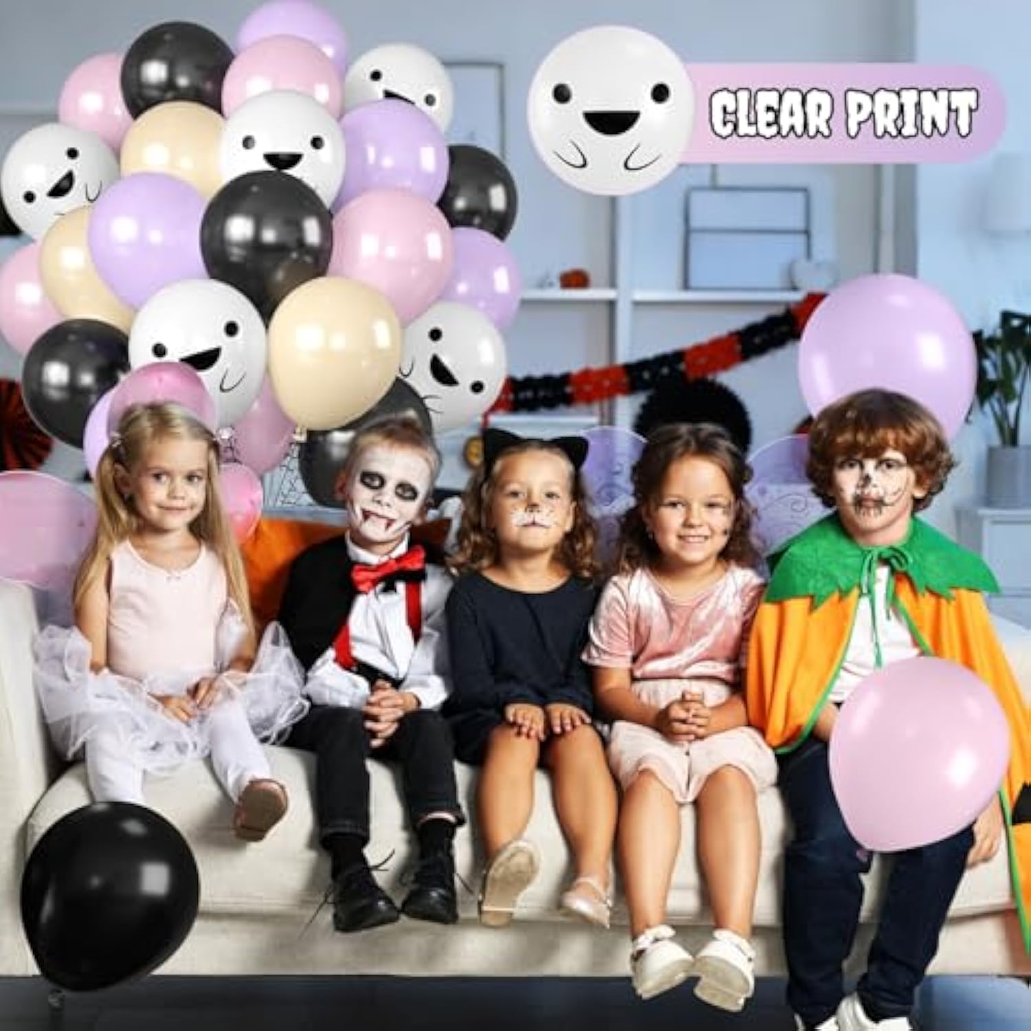 Purple Pink Halloween Balloons 12 Inch Ghost Latex Balloons Pastel Black Apricot Party Decor