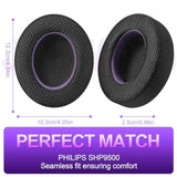 Breathable Mesh Replacement Earpads For Shp9500 Headphones - Comfortable Black/Purple Cushions