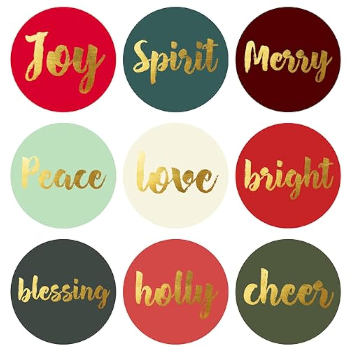 Christmas Stickers | Christmas Envelope Seals | 1.4 Inch | Gold Foil | Inspirational Positive Word | Waterproof | 90-Pack For Christmas Gifts, Holiday Stickers For Envelopes, Holiday