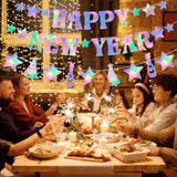 12 Pcs Black Gold New Year Eve Streamers and Hanging Swirls for Party Decor